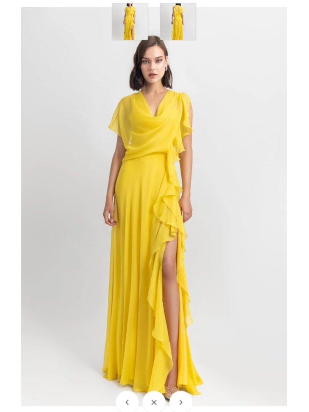 Gemy Maalouf Yellow Chiffon Asymmetrical Dress | Designer Evening Gown | Size 8